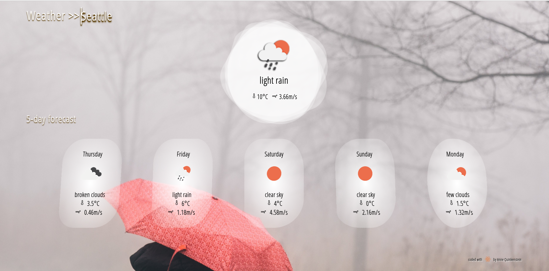 Weatherapp Frontpage